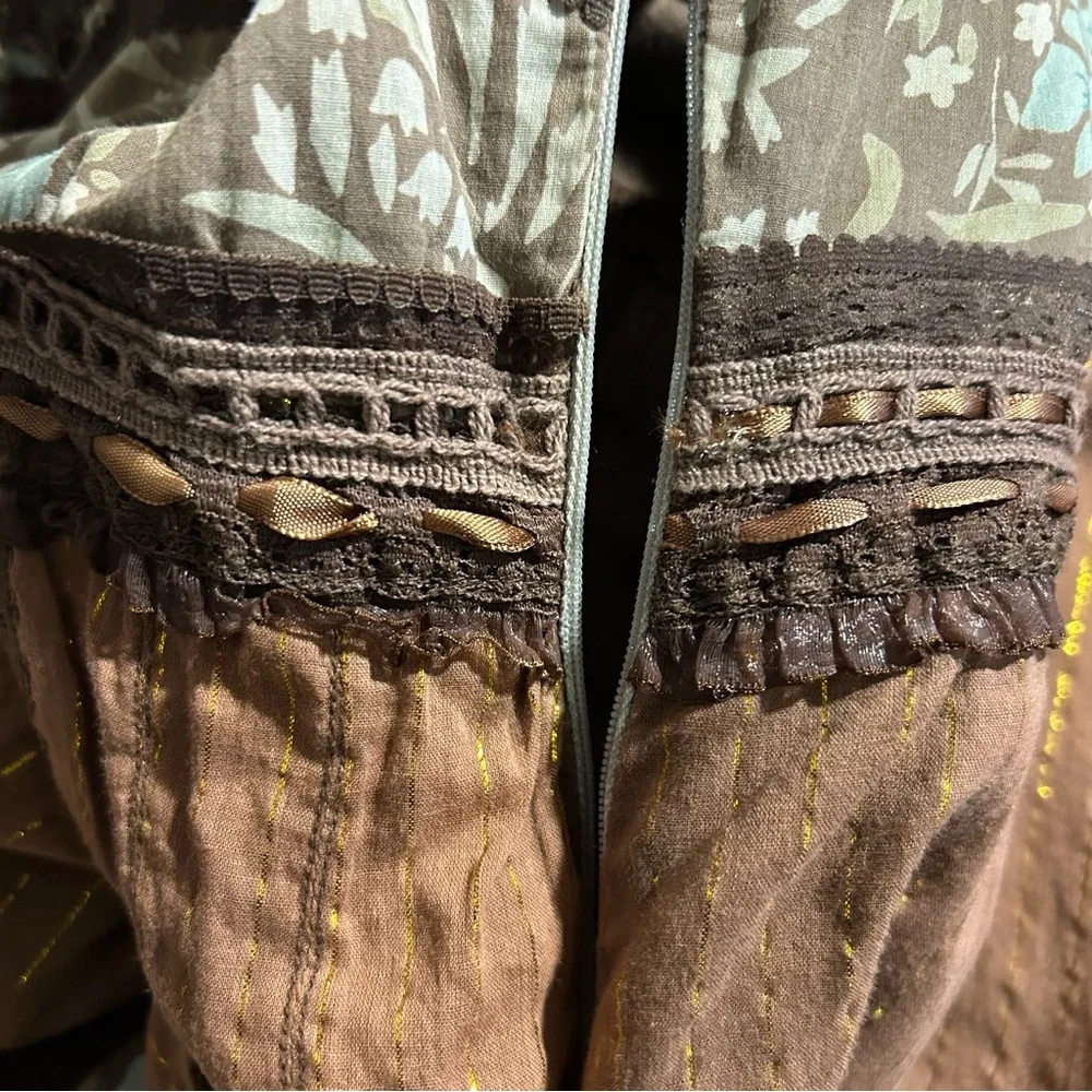 Angie Brown Mixed Fabric and Lace Dress Vintage Style - Small - Picture 5 of 11